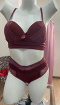 Conjunto de lingerie - Eduarda - cor: vermelho rubro