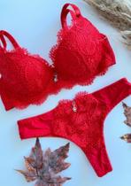 Conjunto de lingerie em renda guipir