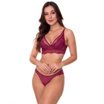 Conjunto de Lingerie em Tule e Renda Sem Bojo Estilo Sedutor - VC5036