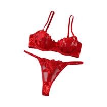 Conjunto De Lingerie Feminina Com Bordado Floral, Bralette Transparente Sexy Com Sutiã Push up E Conjunto De Lingerie Feminina Com Bordado Floral, Bralette Transparente Sexy Com Sutiã Push up E