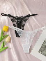 Conjunto De Lingerie Feminina Com Estampa De Flores Em Renda Preta E Branca, 2 Peças, Calcinhas Sexy Conjunto De Lingerie Feminina Com Estampa De Flores Em Renda Preta E Branca, 2 Peças, Calcinhas Sexy