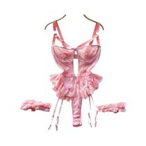 Conjunto De Lingerie Feminina Com Sutiã De Renda Floral Com Aro E Calcinha Fio Dental, Conjunto Conjunto De Lingerie Feminina Com Sutiã De Renda Floral Com Aro E Calcinha Fio Dental, Conjunto