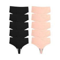 Conjunto De Lingerie Feminina De Cintura Alta Sem Costura Tanga Respirável Aconchegante Calcinha 10