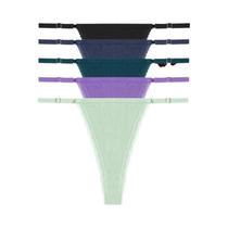 Conjunto De Lingerie Feminina Em Algodão G-String Com Cintura Ajustável T-Back 5PCS