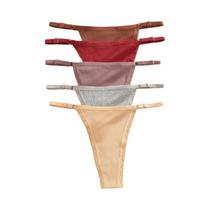 Conjunto De Lingerie Feminina Em Algodão G-String Com Cintura Ajustável T-Back 5PCS