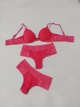 Conjunto de lingerie feminina fio duplo pink