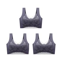 Conjunto De Lingerie Feminina plus Size Com Sutiã Push up De Renda E Decote V Profundo Em Seda