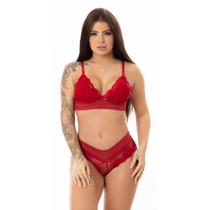 Conjunto de Lingerie Feminina Renda Transparente Calcinha e Sutiã Sem Bojo Elegante e Confortável