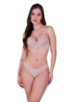 Conjunto De Lingerie Feminino Com Bojo Básico Liso Bege e Preto Reforçado 3 feixos