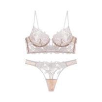 Conjunto de Lingerie Feminino Sexy - Renda Francesa, Bordado e Push Up