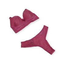 Conjunto de lingerie fio duplo fecho triplo conquista c bojo