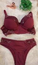 Conjunto de lingerie floral com aros de renda Conjunto de lingerie floral com aros de renda