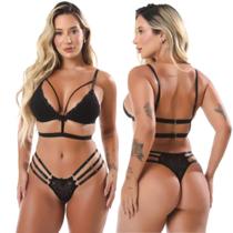 Conjunto De Lingerie Íntimo Gladiador 3 Tiras Feminino Renda Strappy Calcinha E Sutiã Sexy Sensual Conjunto De Lingerie Íntimo Gladiador 3 Tiras Feminino Renda Strappy Calcinha E Sutiã Sexy Sensual