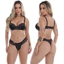 Conjunto de Lingerie Lindo Sutien Com Bojo Sofit Super macio com Aro e Calcinha Toda em Renda 10219