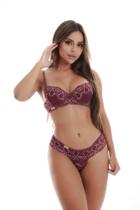 Conjunto de Lingerie Lindo Sutien Com Bojo Sofit Super macio com Aro e Calcinha Toda em Renda 10219