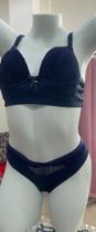 Conjunto de lingerie - Luiza - cor: azul escuro