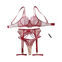 Conjunto De Lingerie Luxuosa Em Renda Transparente Exótica Com Quatro Peças Para Mulheres Conjunto De Lingerie Luxuosa Em Renda Transparente Exótica Com Quatro Peças Para Mulheres