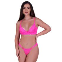 Conjunto de Lingerie Meia Taça Sutiã sem Bojo e Calcinha de Renda Mileyde