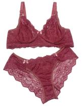 Conjunto De Lingerie Plus Size Calcinha e Sutiã Sem Bojo De Renda Sexy