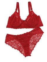 Conjunto De Lingerie Plus Size Calcinha e Sutiã Sem Bojo De Renda Sexy