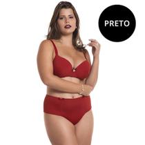 Conjunto de Lingerie Plus Size com Bojo Calcinha Cós Largo e Sutiã em Microfibra Estilo Sedutor - VC3274