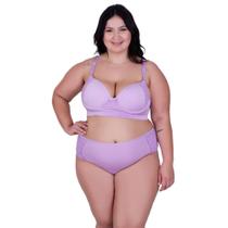 Conjunto de Lingerie Plus Size Sutiã com Bojo e Calcinha Cós Alto - DANI