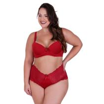 Conjunto de Lingerie Plus Size Sutiã e Calcinha Cintura Alta de Renda -c15 CONJUNTO PAULA