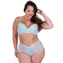 Conjunto de Lingerie Plus Size Sutiã e Calcinha Cintura Alta de Renda - C15 CONJUNTO PAULA