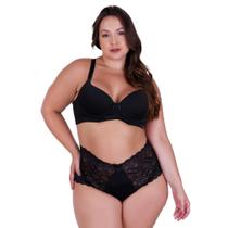 Conjunto de Lingerie Plus Size Sutiã e Calcinha Cintura Alta de Renda - CONJUNTO PAULA