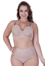 Conjunto de Lingerie Plus Size Sutiã Reforçado com Bojo Calcinha Cós Alto -c15 CONJUNTO CAROLINA