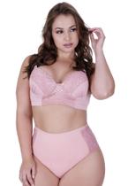 Conjunto de Lingerie Plus Size Sutiã Reforçado com Bojo Calcinha Cós Alto - CONJUNTO CAROLINA