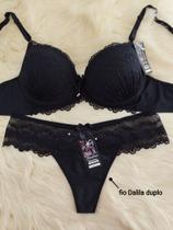 Conjunto de lingerie-Preta com fio duplo