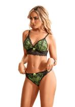Conjunto de Lingerie Rendada com Forro Neon Algodão Sem Bojo ou Aro Conjunto de Lingerie Rendada com Forro Neon Algodão Sem Bojo ou Aro