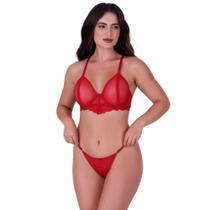 Conjunto De Lingerie Sem Bojo De Tule Com Arco Luxo - CONJUNTO LARISSA