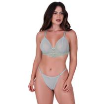 Conjunto De Lingerie Sem Bojo De Tule Com Arco Luxo - CONJUNTO LARISSA