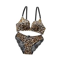 Conjunto De Lingerie Sem Fio Para Mulheres Sexy Em Renda, Cor Sólida, Dois Peças, Sutiã E Calcinhas - NONE