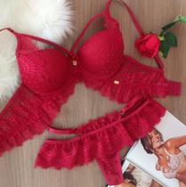 CONJUNTO DE LINGERIE SENSUAL EM RENDA Tamanho:PCor:Divino