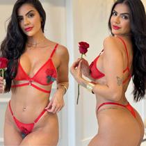 Conjunto De Lingerie Sensual Transparente Sexy Tule Calcinha Fio Dental Conjunto De Lingerie Sensual Transparente Sexy Tule Calcinha Fio Dental