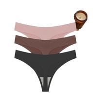 Conjunto De Lingerie Sexy E Respirável Para Mulheres, T-back G-String, Calcinha De Cintura Baixa Sem