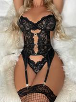 Conjunto De Lingerie Sexy Em Renda Transparente Com Calcinha Tanga Para Mulheres Luxuosa E Sensual