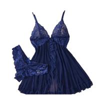 Conjunto De Lingerie Sexy Em Renda Vermelha Transparente Para Mulheres, Camisola Transparente Com