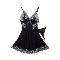 Conjunto De Lingerie Sexy Feminina Com Renda Transparente E Detalhes Em Renda, Camisola Sem Mangas