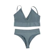 Conjunto de Lingerie Sexy Feminino 2 Peças - Sutiã Sem Costura e Calcinha Fio Dental