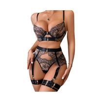Conjunto De Lingerie Sexy Transparente Bordado Para Mulheres Com Renda De Cílios E Modelagem Conjunto De Lingerie Sexy Transparente Bordado Para Mulheres Com Renda De Cílios E Modelagem