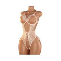 Conjunto De Lingerie Sexy Transparente Com Body Crotchless De Renda Branca E Vermelha E Sutiã Conjunto De Lingerie Sexy Transparente Com Body Crotchless De Renda Branca E Vermelha E Sutiã