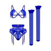 Conjunto De Lingerie Sexy Transparente Com Renda Para Mulheres, Sutiã Push-up E Calcinha, Kit De