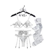 Conjunto De Lingerie Sexy Transparente Com Renda Para Mulheres, Sutiã Push-up E Calcinha, Kit De
