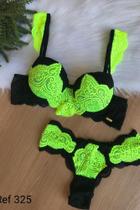 Conjunto de lingerie Sutiã com bojo e Calcinha de renda Bicolor Neon Conjunto de lingerie Sutiã com bojo e Calcinha de renda Bicolor Neon