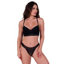 Conjunto de Lingerie Sutiã com Bojo e Calcinha de Renda Elástico Conjunto Jessica