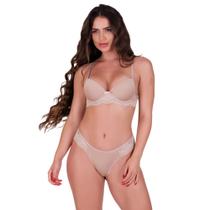 Conjunto de Lingerie Sutiã com Bojo e Calcinha de Renda Gisele